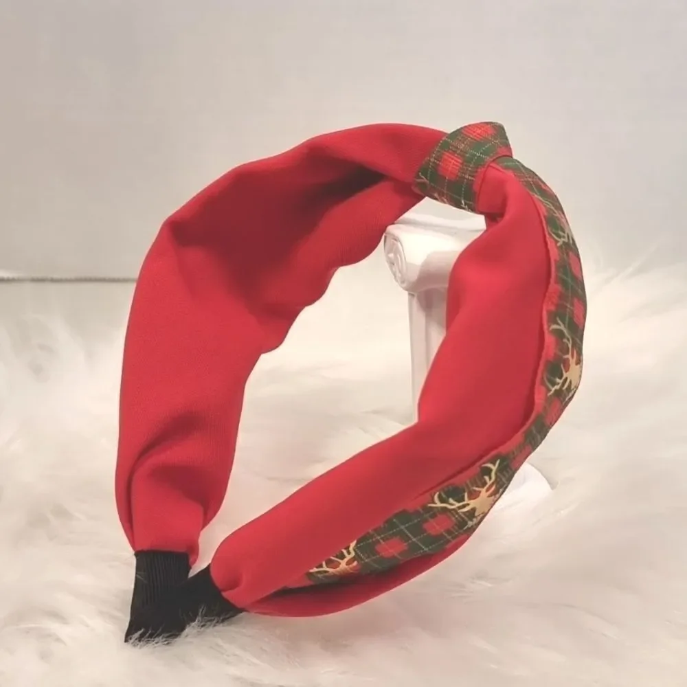 👋 GOLD DEER RED GREEN PLAID CHRISTMAS HEADBAND | Mix And Match 3/$20